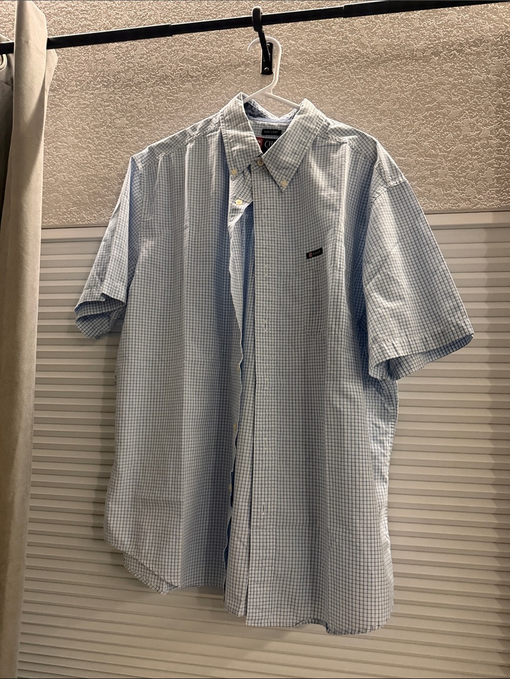 Chaps Light Blue and White Short Sleeve Button-Down Shirt